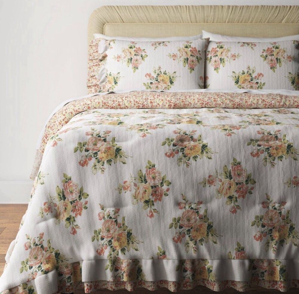 3pc Full/Queen Floral Double Ruffle Comforter Set - Threshold Studio McGee RARE